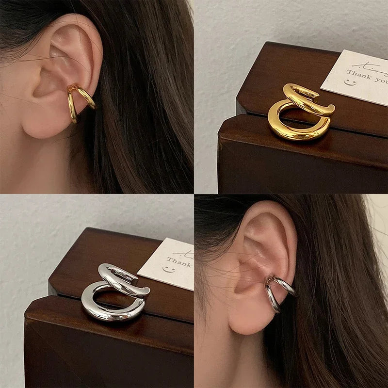 Sterling Silver Double Layered Earrings -