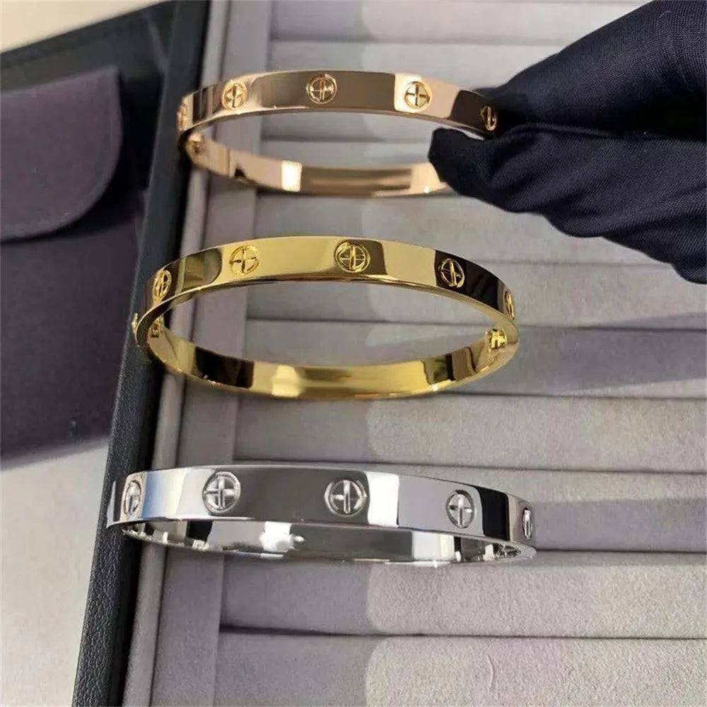 Gold Color Zircon And Cross Nut Nail Bracelet Gold & Bangle For Woman -