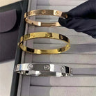 Gold Color Zircon And Cross Nut Nail Bracelet Gold & Bangle For Woman -