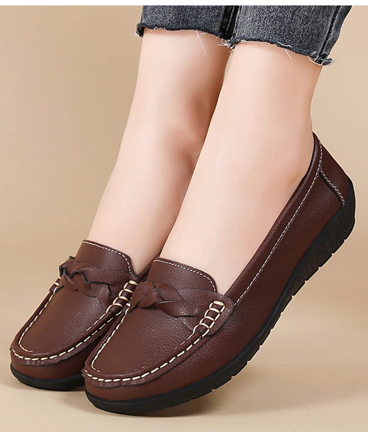 Shoes Women 2025 New Loafers Slip On Flats Leather Shoes Woman Comfortable Flat Shoes Women White Zapatos Mujer Women's Footwear -