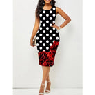 Plus Size Midi Dress for Women Elegant Print Party Dress 2024 Sleeveless Slim Dress -