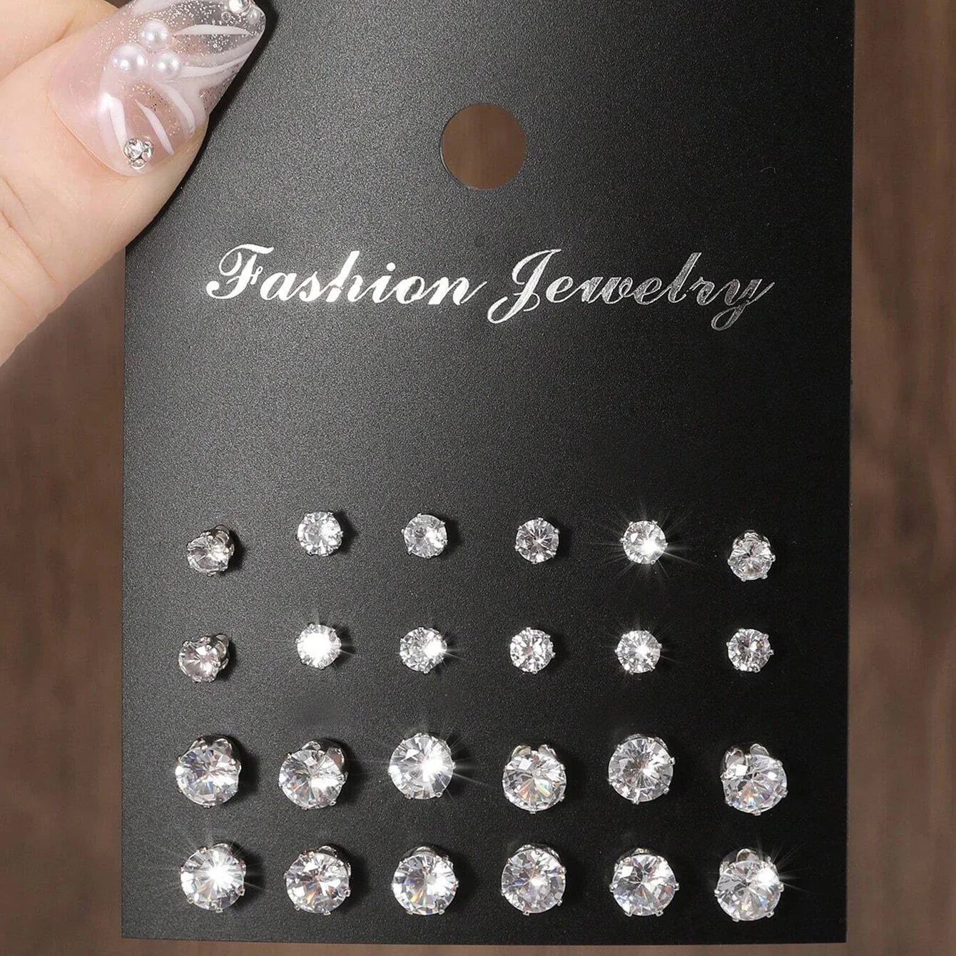 12 Pairs Of Luxurious, Simple, Shiny, And Caring Zirconia Earrings -