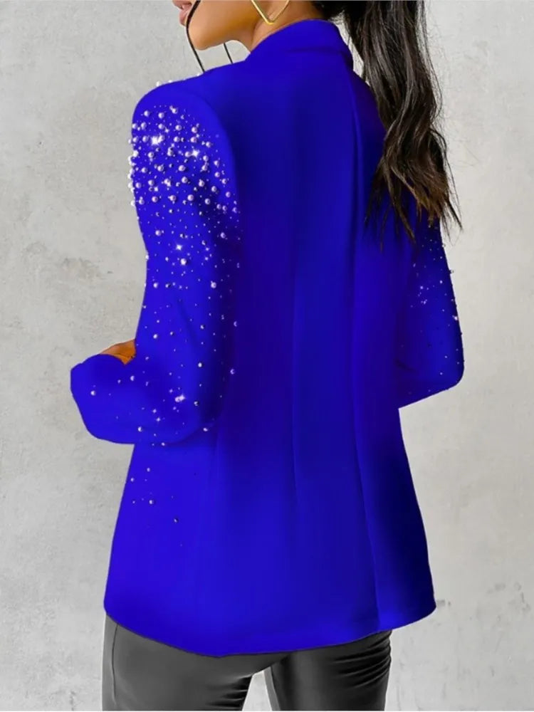 Stay trendy with these fashion blazers for women—streetwear-inspired slim long sleeve jackets with a turndown collar, perfect for casual autumn and spring wear! -