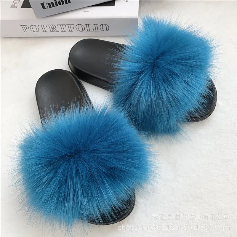 Faux Fur Slippers Women -