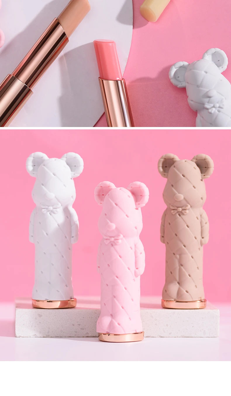 Beauty Glazed Bear Moisturizing Lipstick,Colored Lip Balm,Nourishing Lip stick,Easy To Color,Watery -