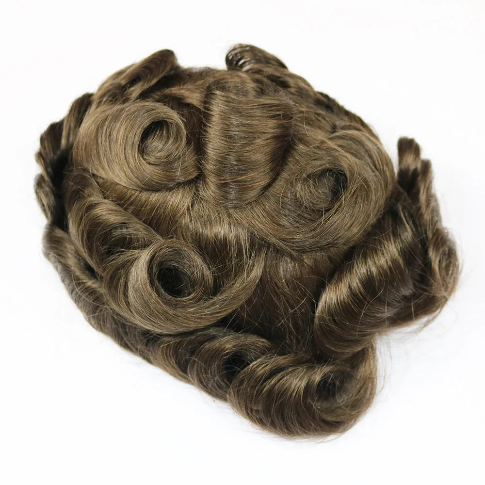 Achieve a seamless look with this natural hairline lace front male wig—ash blonde to brown shades, breathable 100% human hair, featuring lace & PU cap for a comfortable, realistic fit! -