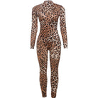 Leopard Full Sleeve Round NeckJumpsuits -