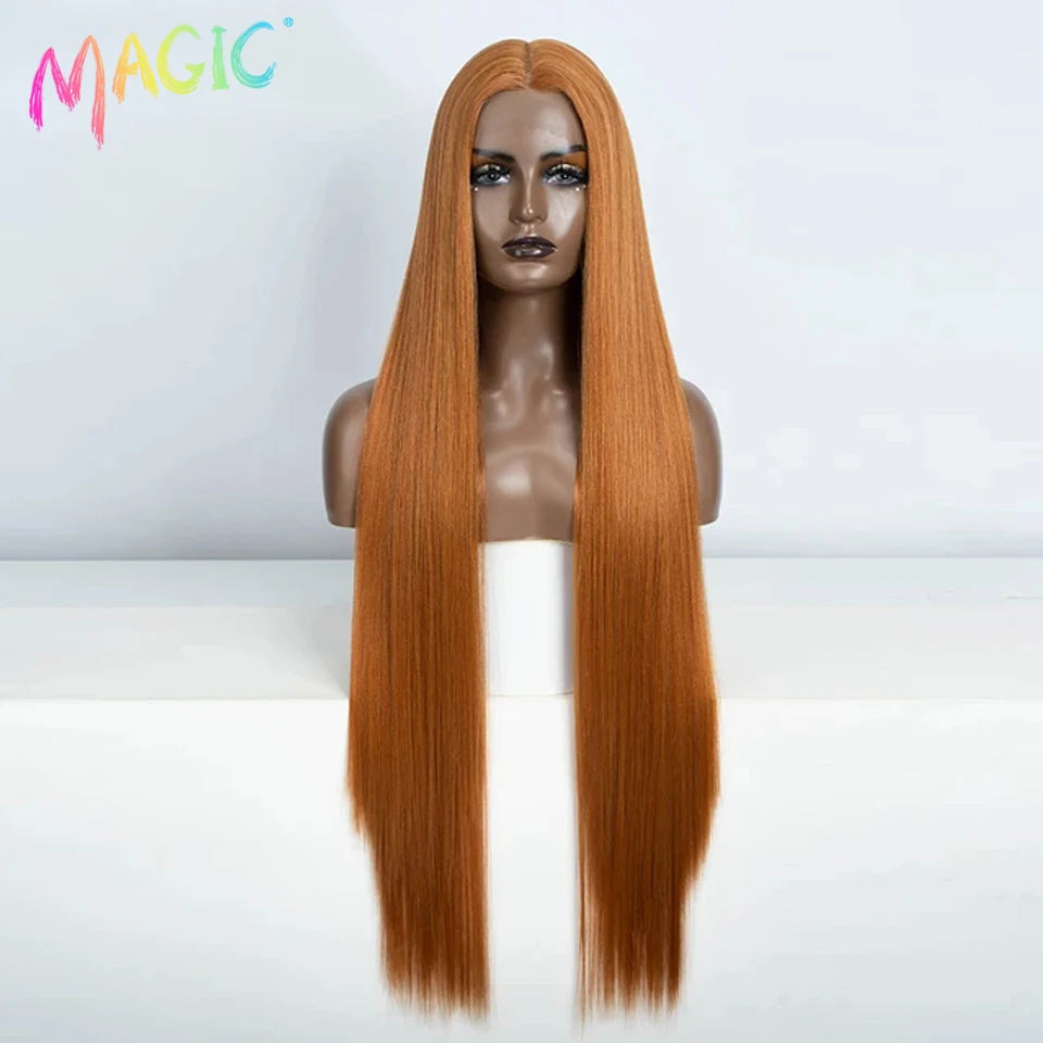 Achieve a magical transformation with this 38-inch ombre blonde lace front wig. Ideal for cosplay, events, or everyday wear, this wig offers a cute and stylish look that is sure to turn heads. -