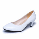 New Women's Shoes On Heels Elegant Medium High Heeled Ladies Pointed Toe Fashion Pumps For Woman Office Black White Red -