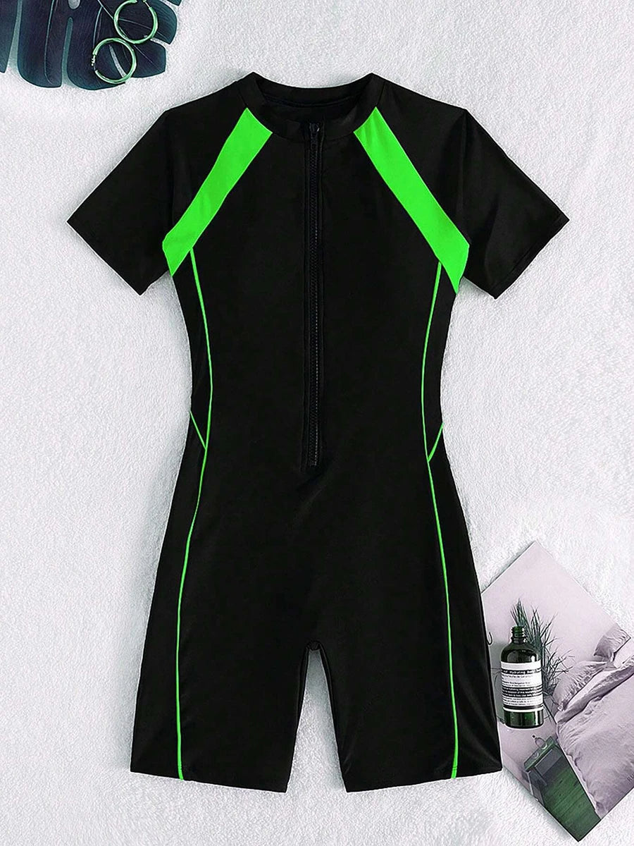 Show off your curves in style with this slim bodysuit one-piece swimwear for women! -