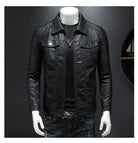 Men's Motorcycle Leather Jacket Large Size Pocket Black Zipper Lapel Korean Slim Fit Male High Quality PU Leather Coat for Men -
