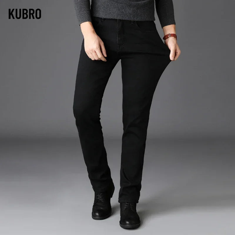 Classic Mens Jeans - Straight Fit Smart Casual Denim Pants -
