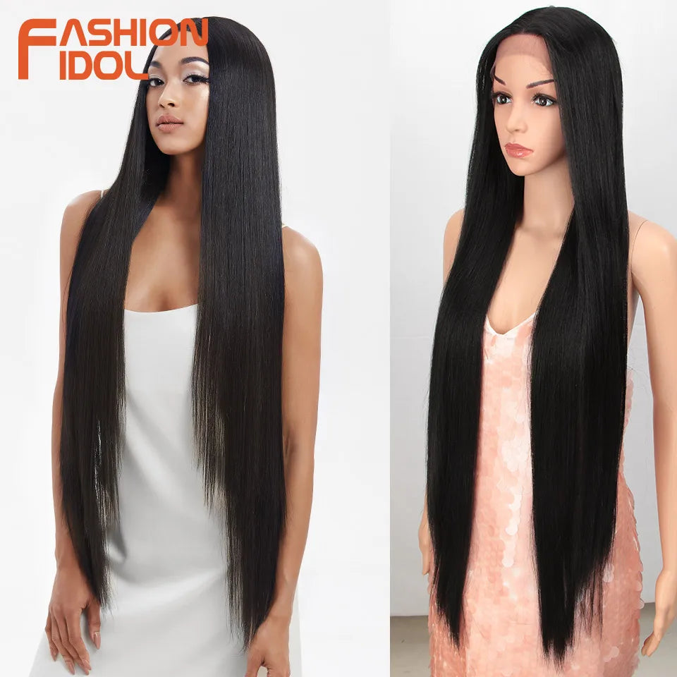 Make a bold statement with this super long 38 straight lace front wig—featuring a stunning Lolita pink and blonde blend, perfect for cosplay and standout style! -