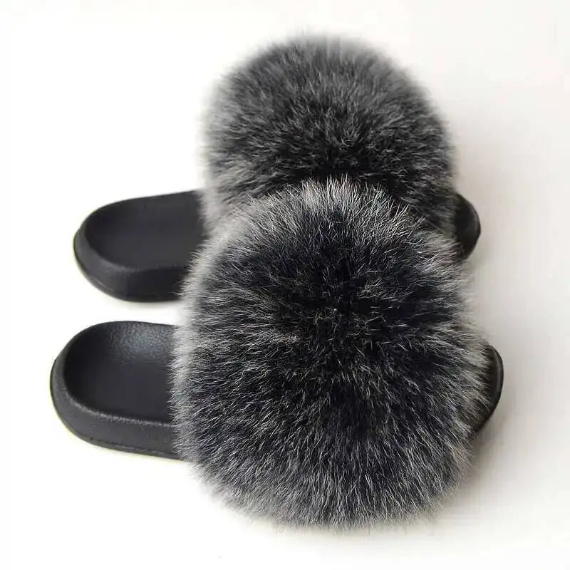 Real Fox Fur Slippers -