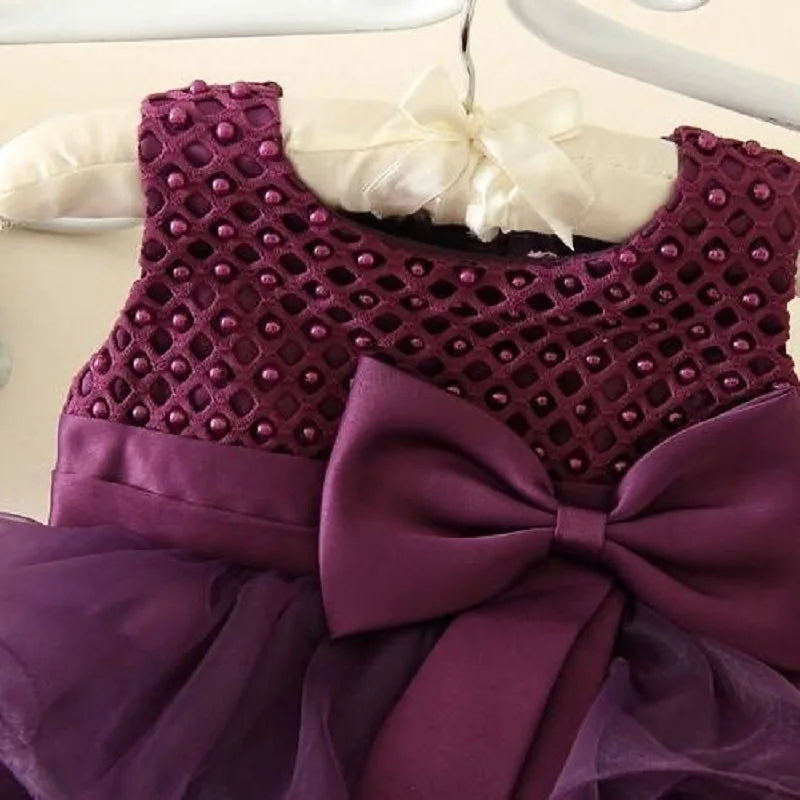 Dress your baby girl like royalty in this vintage layered princess dress—featuring pearls and perfect for infants aged 1 to 6 years! -