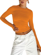 Upgrade your casual look with this fashionable women's long sleeve crew neck t-shirt—a versatile and stylish addition to your wardrobe! -