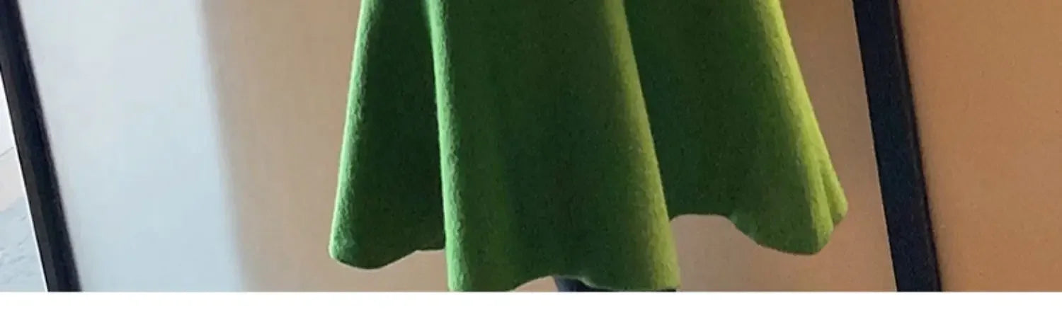 Women's Skirts Knitted Long Skirts for Women Fashion 2025 Autumn Winter Solid Color Green Vintage Slim A-LINE Skirts for Woman -