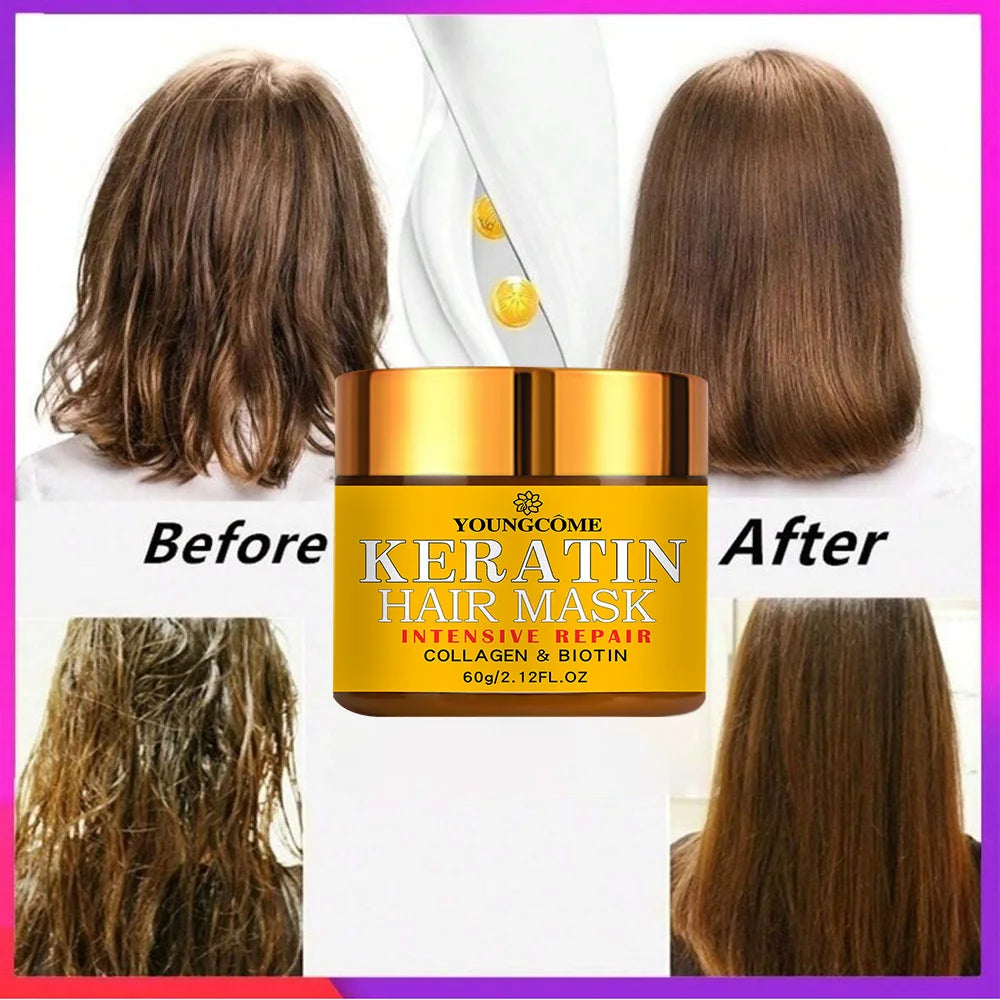 Revitalize your hair with this hair mask enriched with biotin, collagen, keratin, and essential oils. Nourish and repair dry, damaged hair for a healthier-looking mane. -