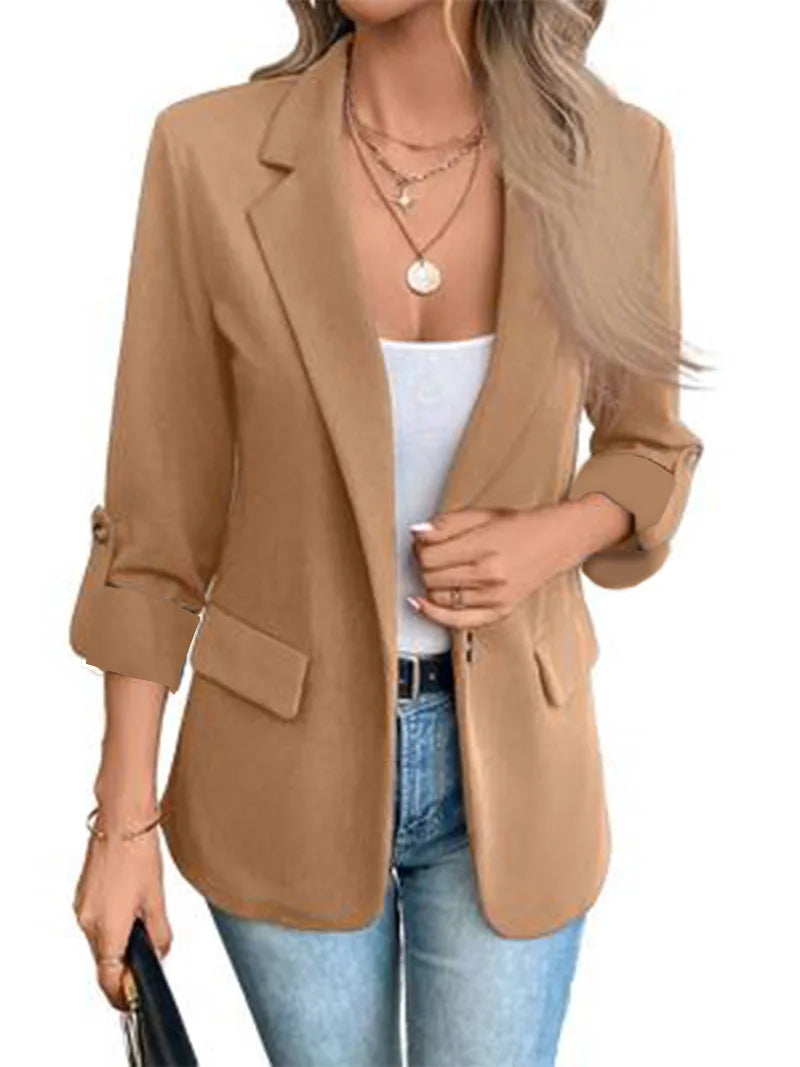 Step out in style with this sleek women's single-button blazer—classic elegance for any occasion! -