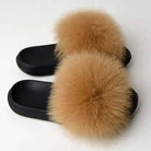 Real Fox Fur Slippers -