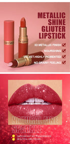 Pearlescent Pink Glitter Velvet Lipstick Metallic Waterproof Long Lasting Matte Shimmer Diamond Lipstick Women Makeup Cosmetic -
