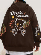 Street Men's and Women's Sweatshirts Endless Struggle Graffiti Bear Print Hoodies Loose Sweatshirt Set Sportswear Casual -