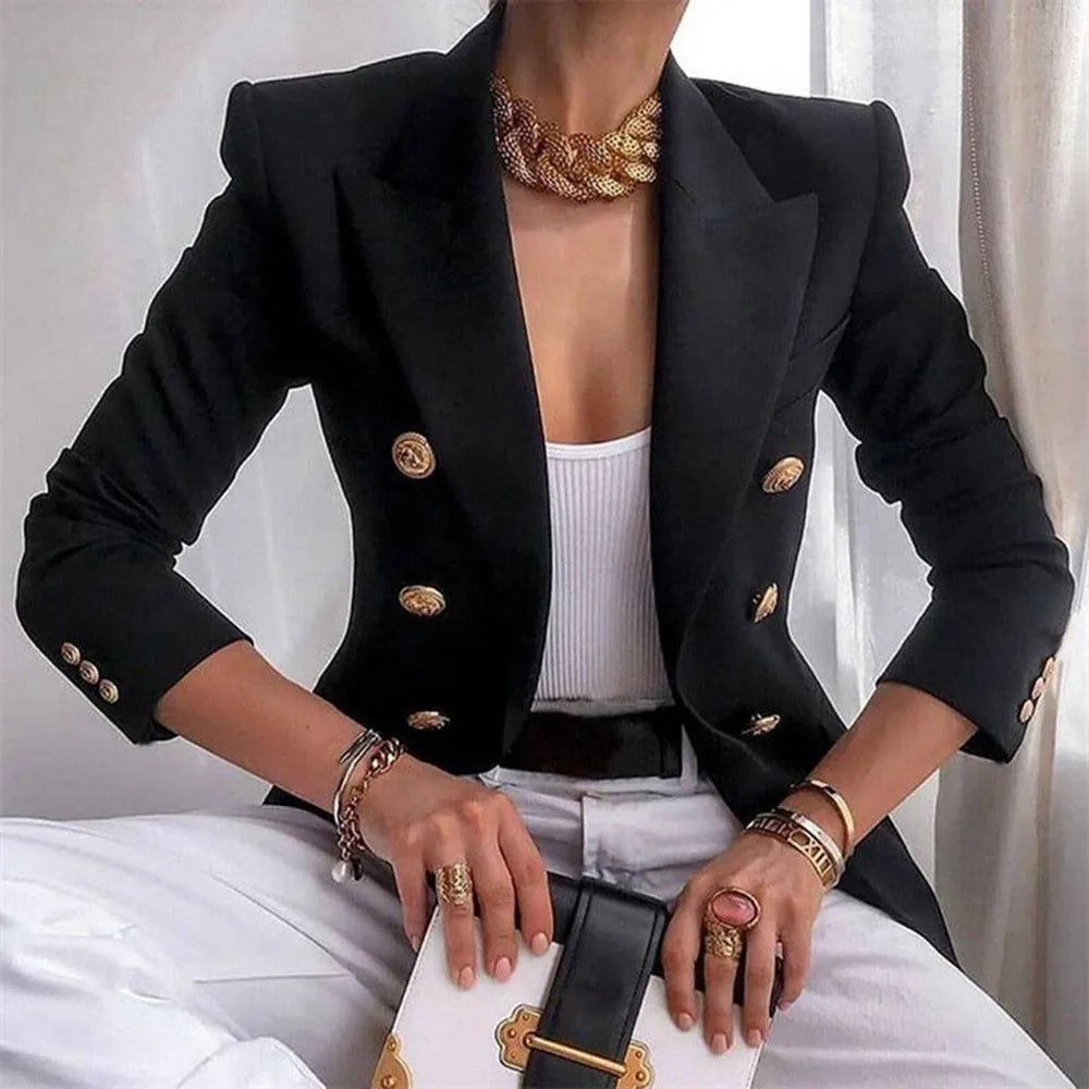 Stay chic and professional with this casual long sleeve blazer for women—fashionable coat perfect for office wear and stylish outerwear! -
