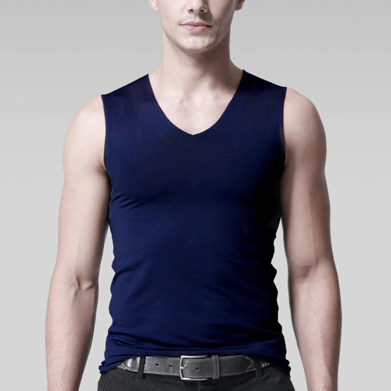 Ice Silk Tank Tops Seamless Mens Vest Loose Sleeveless Sport Bodysuit Vest For Men Plain Casual Summer Tank Undershirts Cool 5XL -