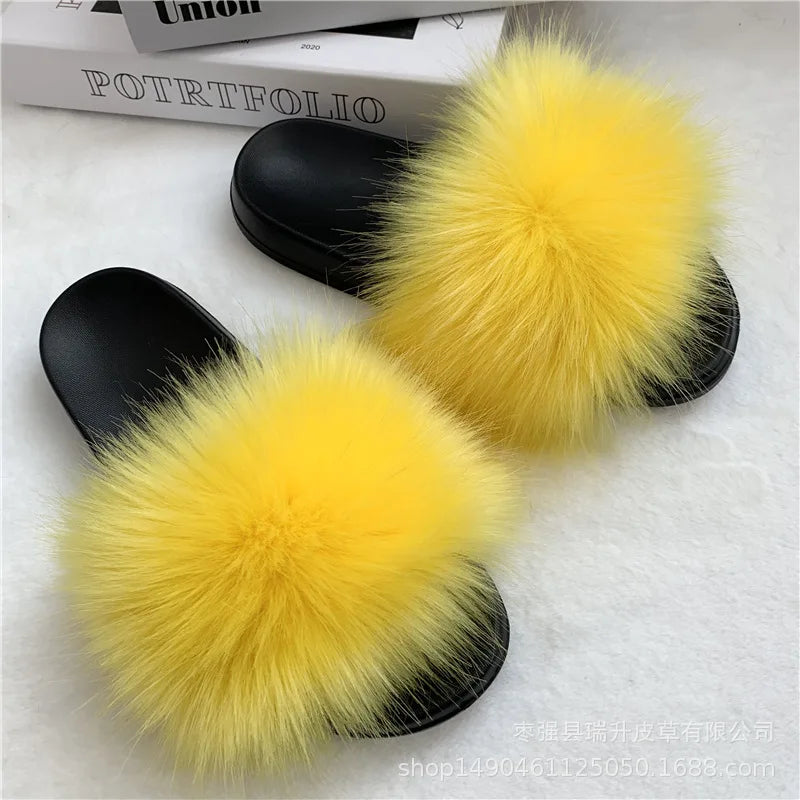 Faux Fur Slippers Women -