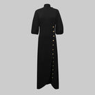 Modigirl Wedding Prom Evening Gown Party Slit Maxi Dresses for Woman 2025 New Lace Up Gold Button Womens Black Autumn Long Dress -