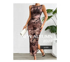 Women's Round Neck Style Slimming Sleeveless Dress With Split Bottom -
