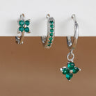 3PCS Trendy Stainless Steel Flower Drop Earring Set -