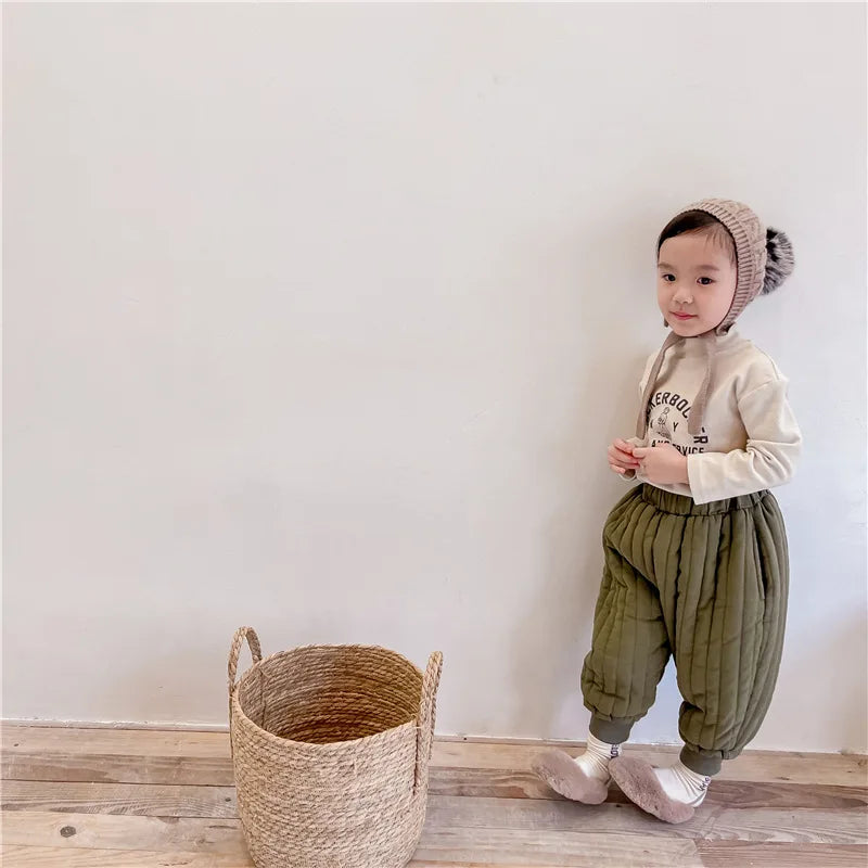 Children's Clothing From 2 To 7 Years Winter Kids Warm Cotton-Padded Trousers Baby Girls Thick Pants Toddler Boys Wear Clothes -