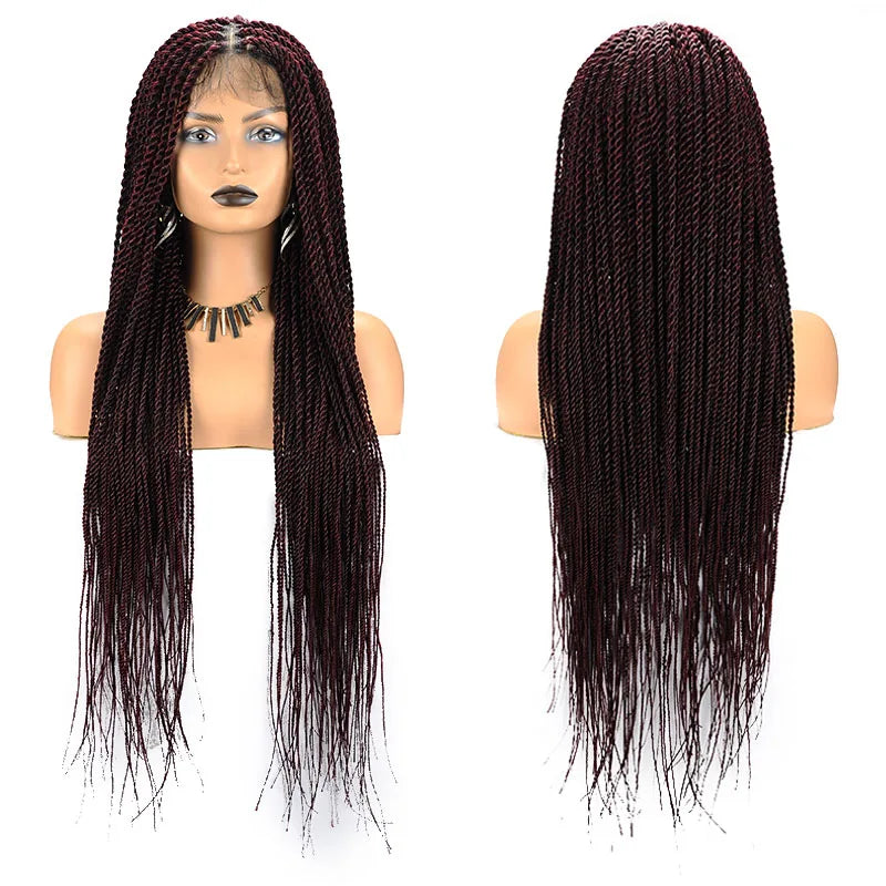 Full Lace Frontal Wigs Twist Braids Box Braids Lace Faux Locs Wig Goddess Braids -