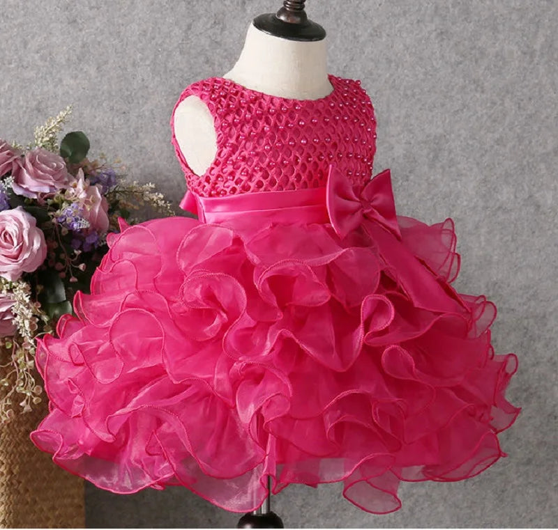 Dress your baby girl like royalty in this vintage layered princess dress—featuring pearls and perfect for infants aged 1 to 6 years! -