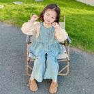 Children's Clothing Sets Girls Denim Vest + Long Sleeve Shirt + Wide Leg Pants Three-piece Suit Toddler Kids Boutique Clothes -