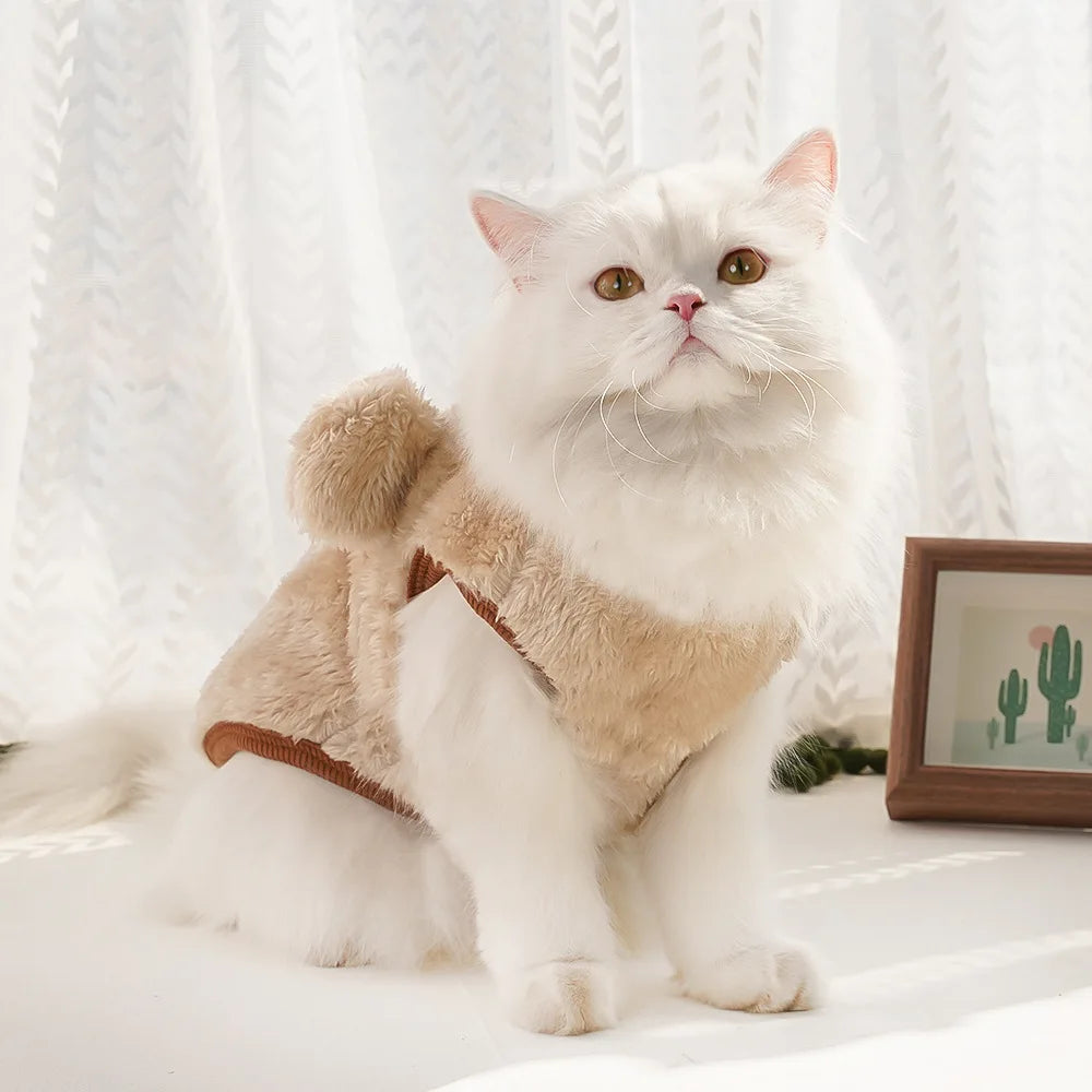 Keep your furry friend warm and stylish with this cartoon flannel vest—perfect for puppies, dogs, and cats to stay cozy and cute! -
