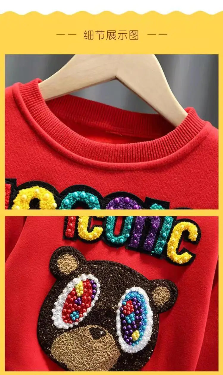 Children Clothes Set Spring and Autumn New Kids Boy Baby Cartoon Sweater Pants 2pcs Boys And Girls Sports Clothing Suit -