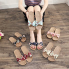 Ladies' Bohemian Style Bow Flower Linen Slippers Sandals Beach Shoes Home Shoes Beach Slippers Indoor Non Slip Shoes 2024 -
