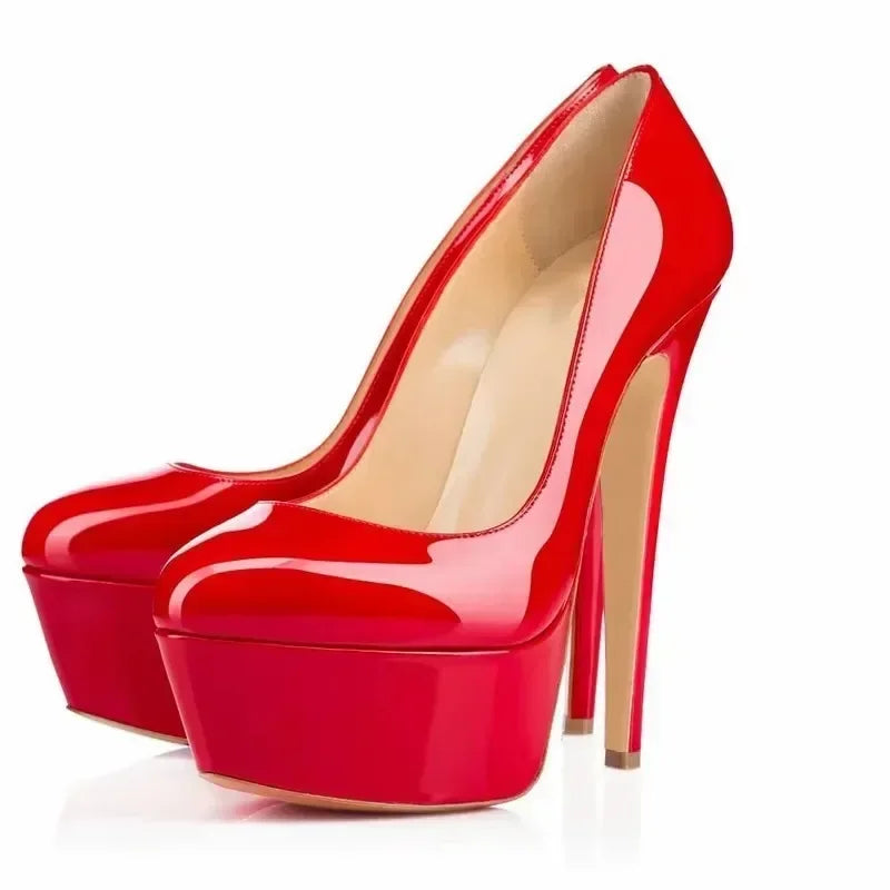 Women Pumps Stiletto Sexy Platform Round Toes 14cm Extremely Stripper Pole Dance High Heels Party Dress Wedding Shoes Large Size -
