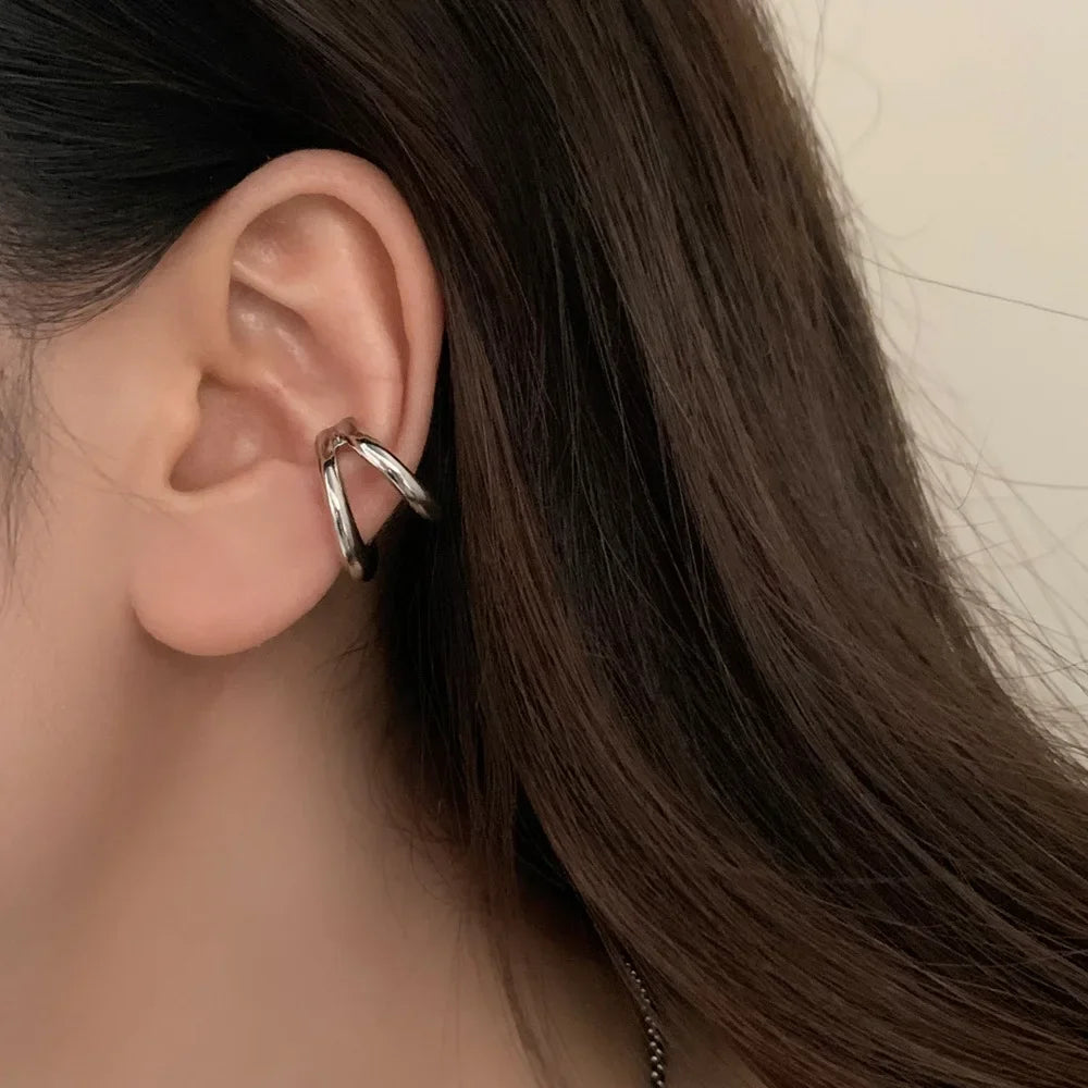 Sterling Silver Double Layered Earrings -