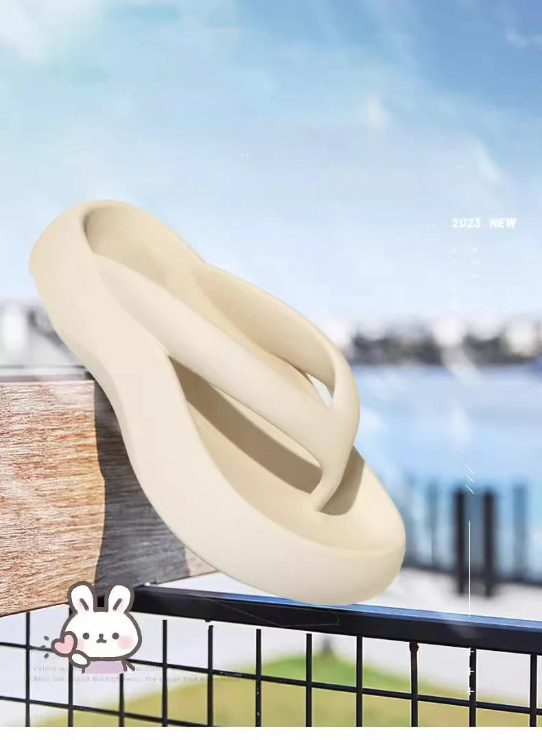 Thick soled flip flops with increased height 2024 new beach women's summer walking slippers -