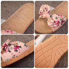 Ladies' Bohemian Style Bow Flower Linen Slippers Sandals Beach Shoes Home Shoes Beach Slippers Indoor Non Slip Shoes 2024 -