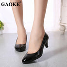New Women's Shoes On Heels Elegant Medium High Heeled Ladies Pointed Toe Fashion Pumps For Woman Office Black White Red -