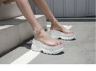 European Station 2025 Summer New Arrival Transparent Height Increasing Sandals Female Online Influencer Thick Sole Strap Platform Shoes Small Size Flats Sandals -