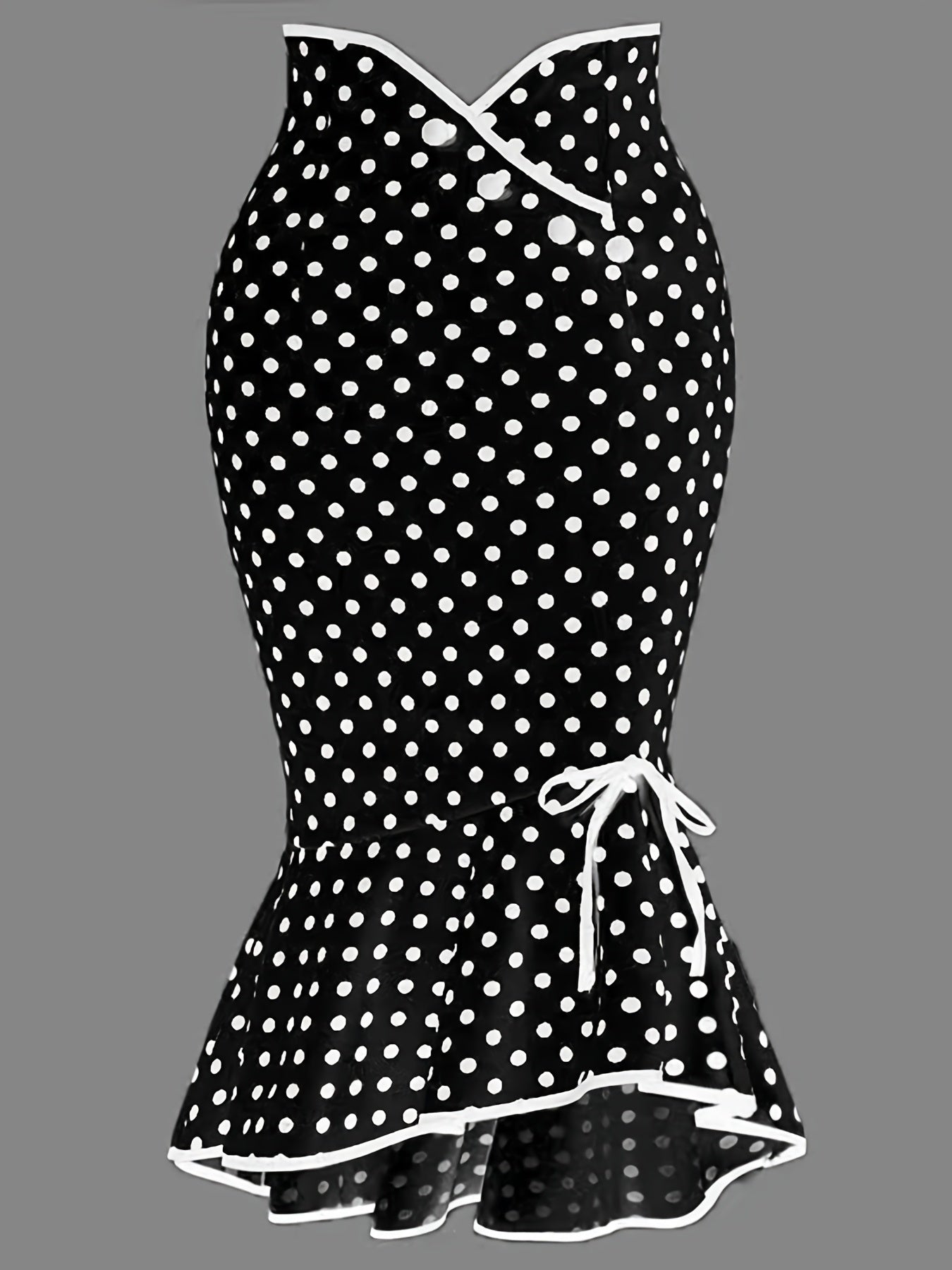 Polka Dot Bodycon Button Lace Up Skirts, Sexy Mature Fishtail Party Skirts, Women's Clothing -