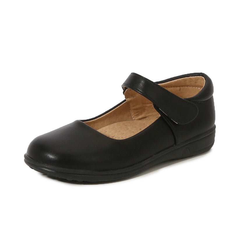 Girls' Black Mary Jane Shoes with Bow Detail - Non-Slip Synthetic Faux, Ideal for Performances & School Uniforms -