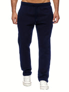 Stay comfy and warm in these men's solid color fleece-lined joggers! -