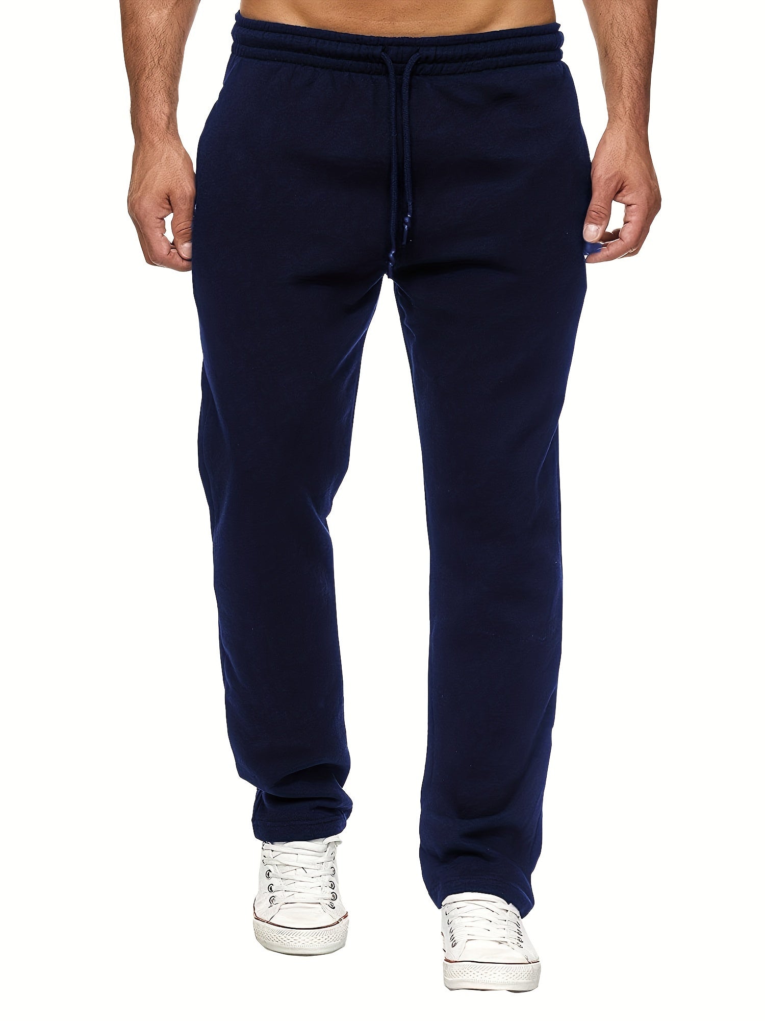 Stay comfy and warm in these men's solid color fleece-lined joggers! -