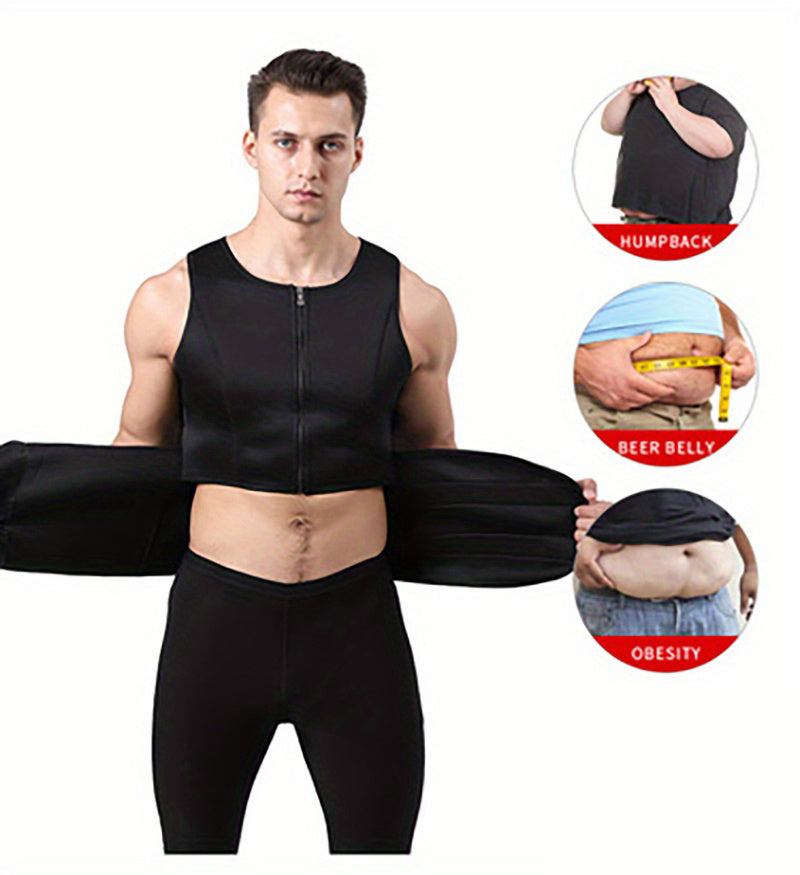Optimize your workout with this men's adjustable compression tank top and waist trainer set! -